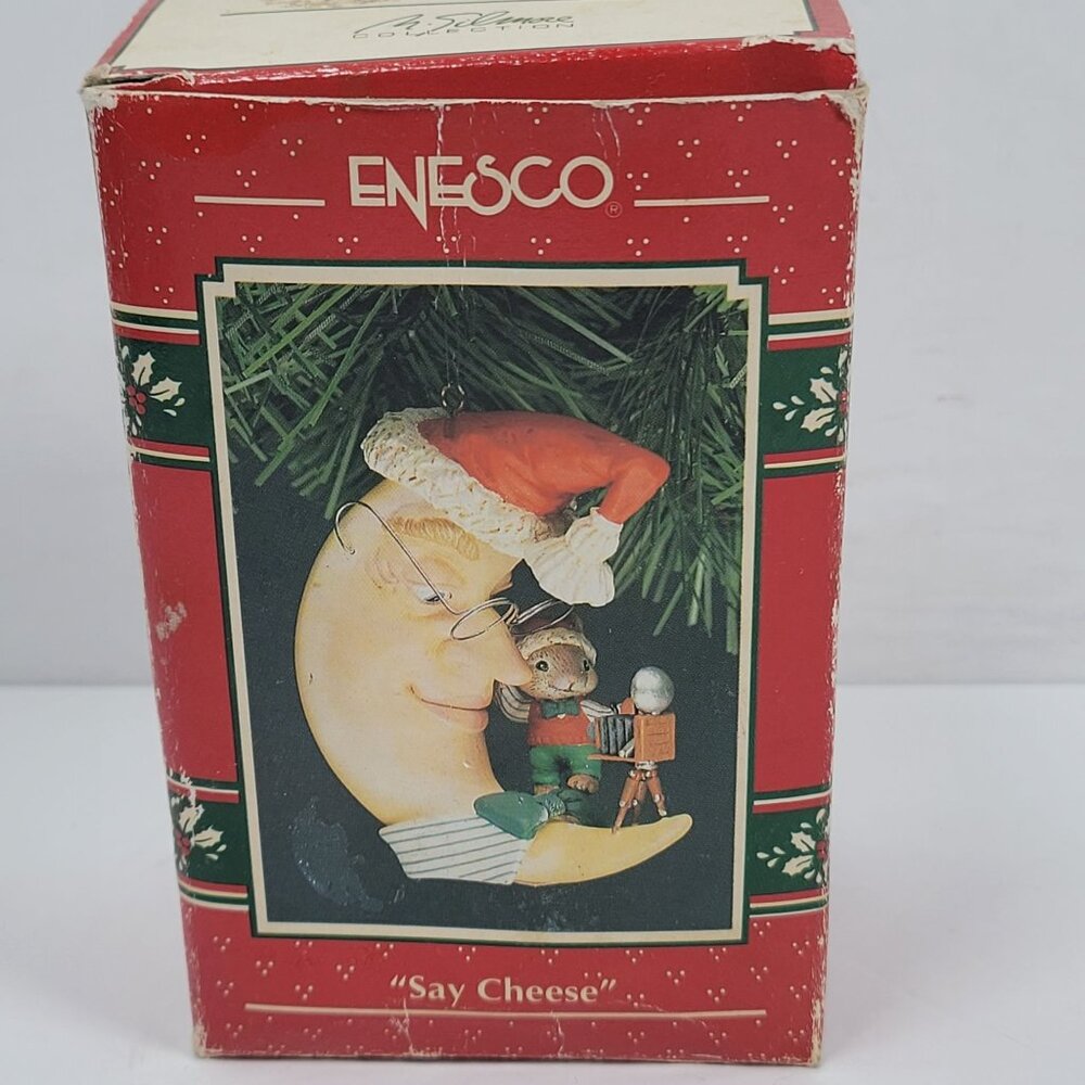 Enesco Treasury "Say Cheese" Ornament Moon & Mouse Christmas 1993